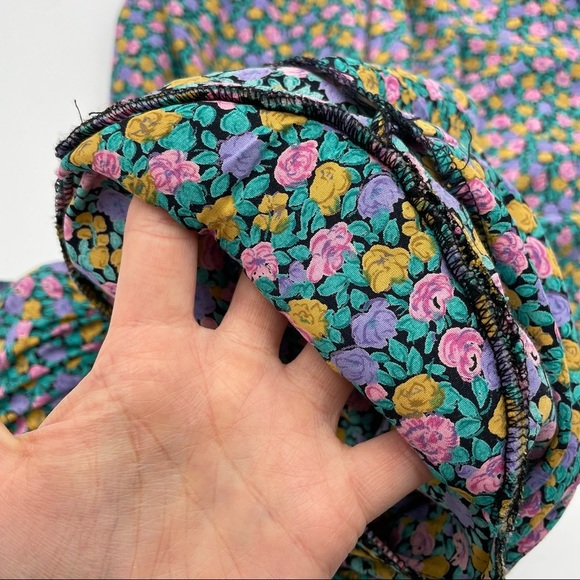 Vintage Bright Floral Dress Relaxed Fit Maternity Pleated Cottagecore Prairie 12 - Picture 11 of 14